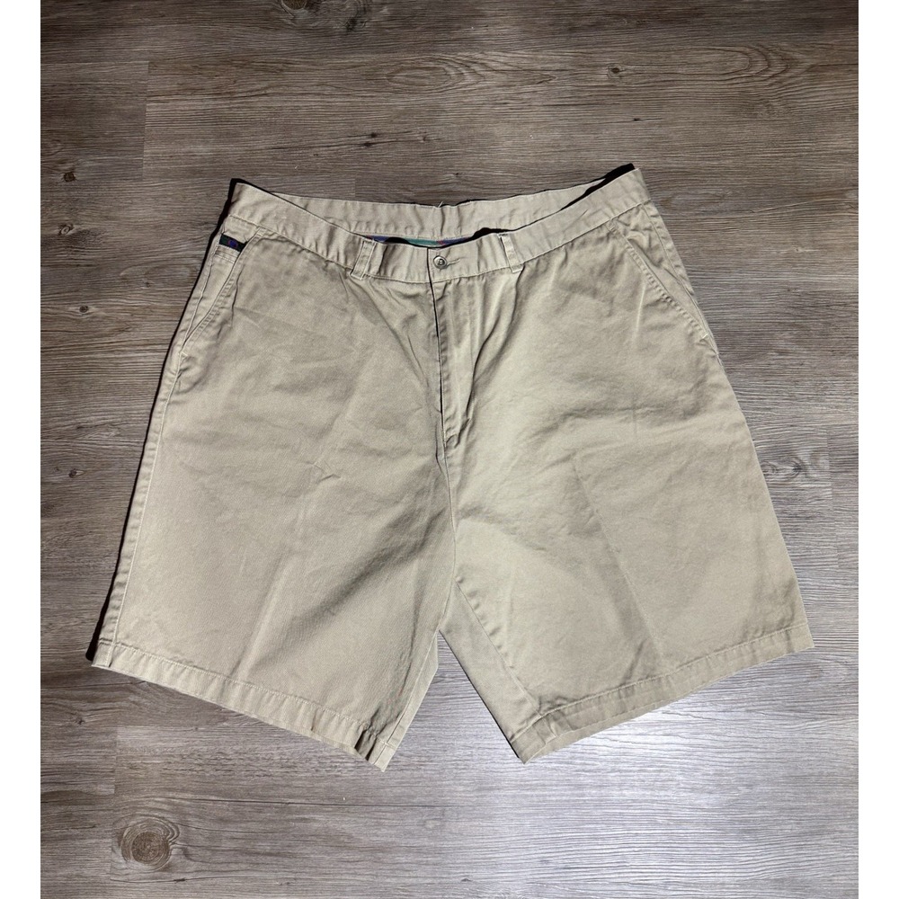 Alexander Julian Colours Men's Khaki Chino Shorts Size 42 100% Cotton Casual